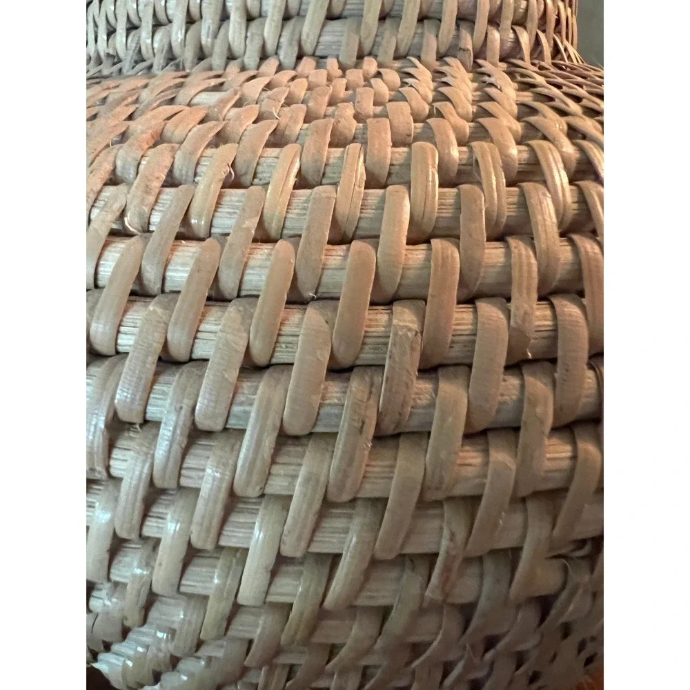 Vintage Woven Rattan Wicker Vase Natural Boho Decorative Flared Rim Vessel